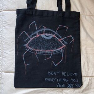 Black Tote Bag with Eye Design